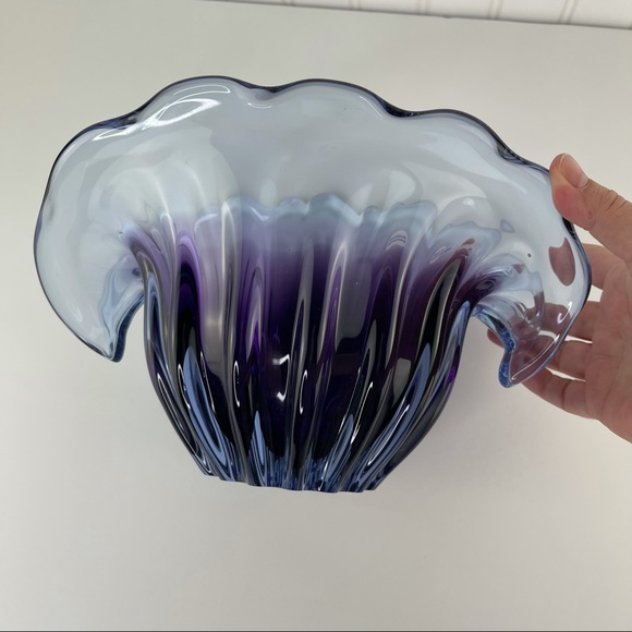 Unikat Van Eyk Signed & Numbered German Mid-century Fluted Purple Glass Bowl - Picture 9 of 14